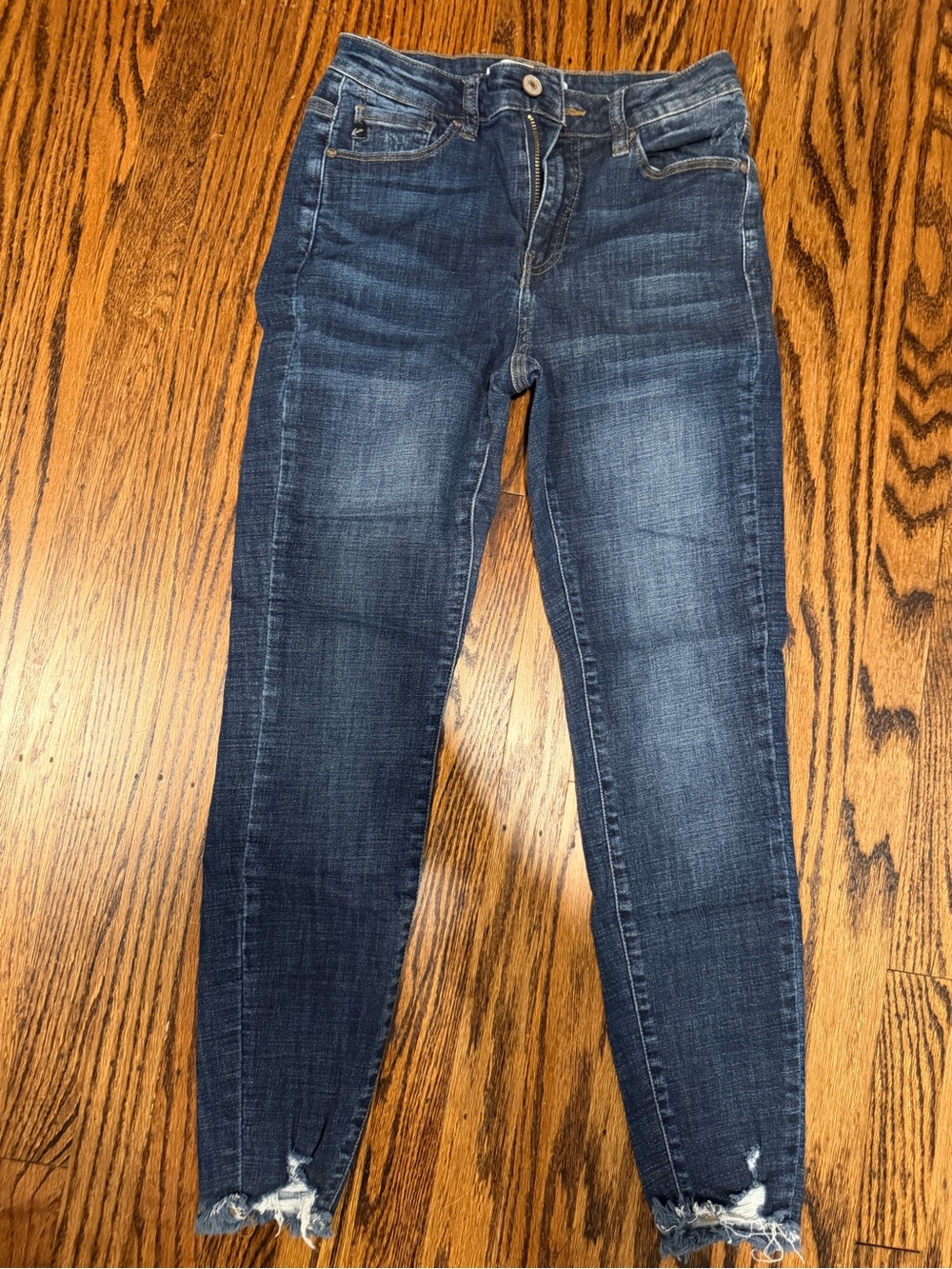 KanCan Dark Indigo Skinny Jeans with Ankle Fray